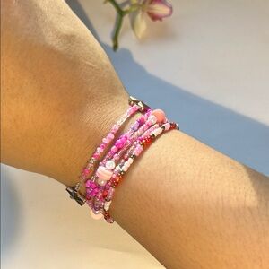 Pink Coquette Beaded Bracelet Stack (5 Pc)